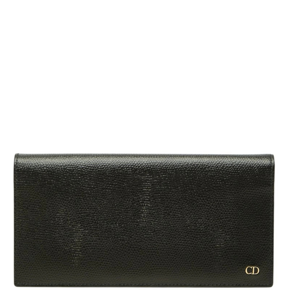Christian Dior Dior CD logo long wallet, black leather, women's.
